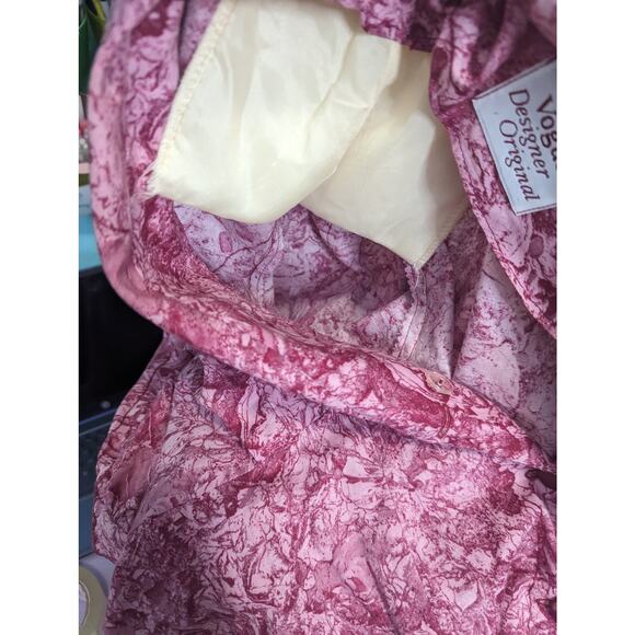 Vintage 80's Vogue Designer Original Midi Dress Pink Button Front Prairie Puff - Picture 8 of 11